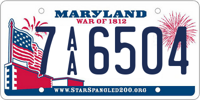 MD license plate 7AA6504