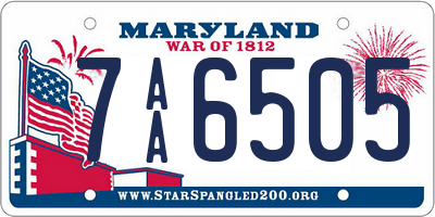 MD license plate 7AA6505