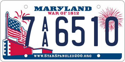 MD license plate 7AA6510