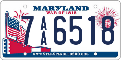 MD license plate 7AA6518