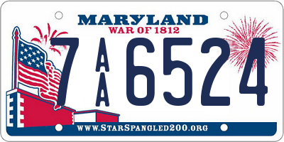 MD license plate 7AA6524