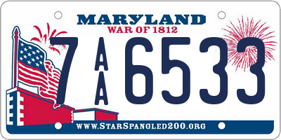MD license plate 7AA6533