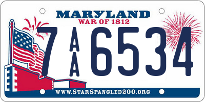 MD license plate 7AA6534