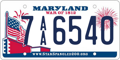 MD license plate 7AA6540