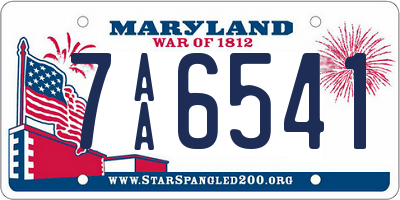 MD license plate 7AA6541