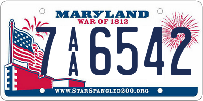 MD license plate 7AA6542