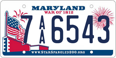 MD license plate 7AA6543