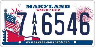 MD license plate 7AA6546