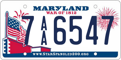 MD license plate 7AA6547