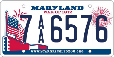 MD license plate 7AA6576