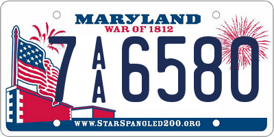 MD license plate 7AA6580