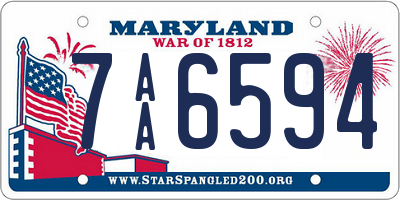 MD license plate 7AA6594