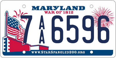 MD license plate 7AA6596