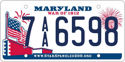 MD license plate 7AA6598