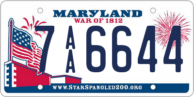 MD license plate 7AA6644