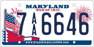 MD license plate 7AA6646