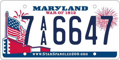 MD license plate 7AA6647