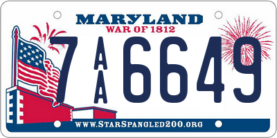 MD license plate 7AA6649