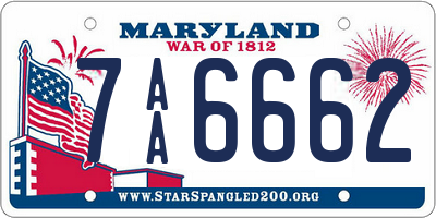 MD license plate 7AA6662