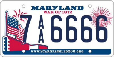MD license plate 7AA6666