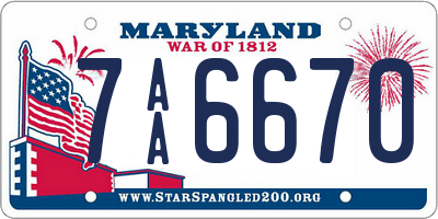 MD license plate 7AA6670