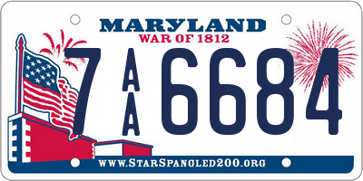 MD license plate 7AA6684