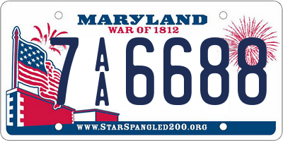 MD license plate 7AA6688