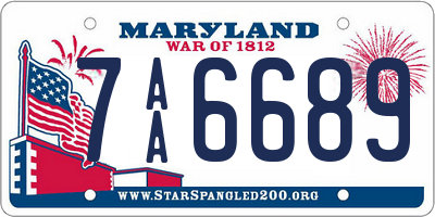 MD license plate 7AA6689