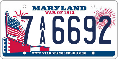 MD license plate 7AA6692