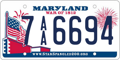 MD license plate 7AA6694