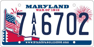 MD license plate 7AA6702