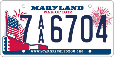 MD license plate 7AA6704