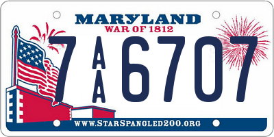 MD license plate 7AA6707