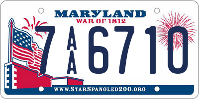 MD license plate 7AA6710