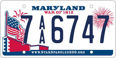 MD license plate 7AA6747