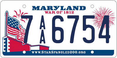 MD license plate 7AA6754