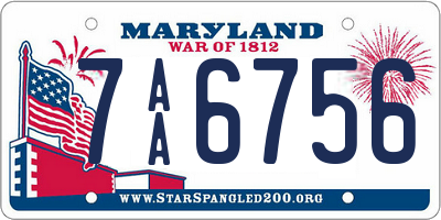 MD license plate 7AA6756