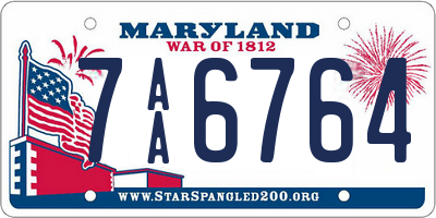 MD license plate 7AA6764