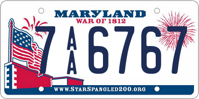 MD license plate 7AA6767