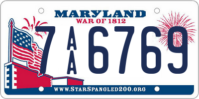 MD license plate 7AA6769