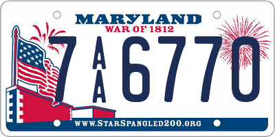 MD license plate 7AA6770