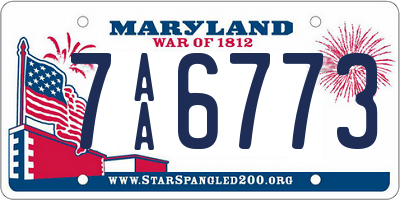 MD license plate 7AA6773