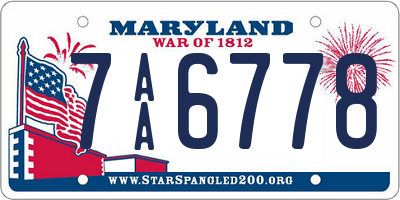 MD license plate 7AA6778