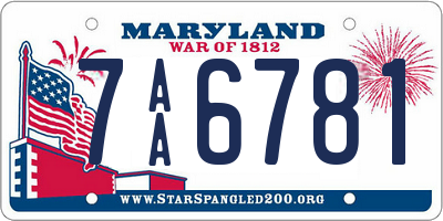 MD license plate 7AA6781