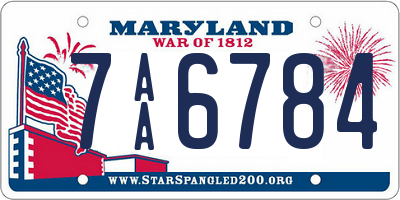 MD license plate 7AA6784