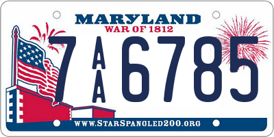 MD license plate 7AA6785