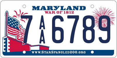 MD license plate 7AA6789