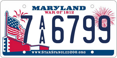 MD license plate 7AA6799