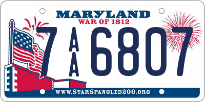 MD license plate 7AA6807