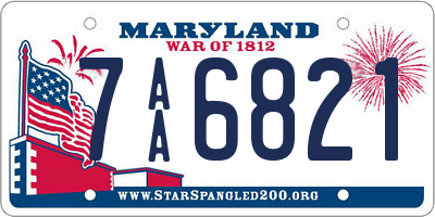 MD license plate 7AA6821